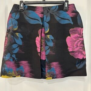 RACHEL Rachel Roy Floral Mini Skirt Size 6 Black Blue Pink Pleated A-Line